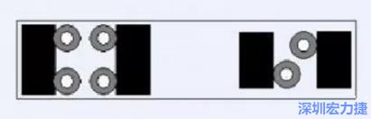 對于大尺寸的電容，比如板級濾波所用的鉭電容，推薦用圖中的安裝方法